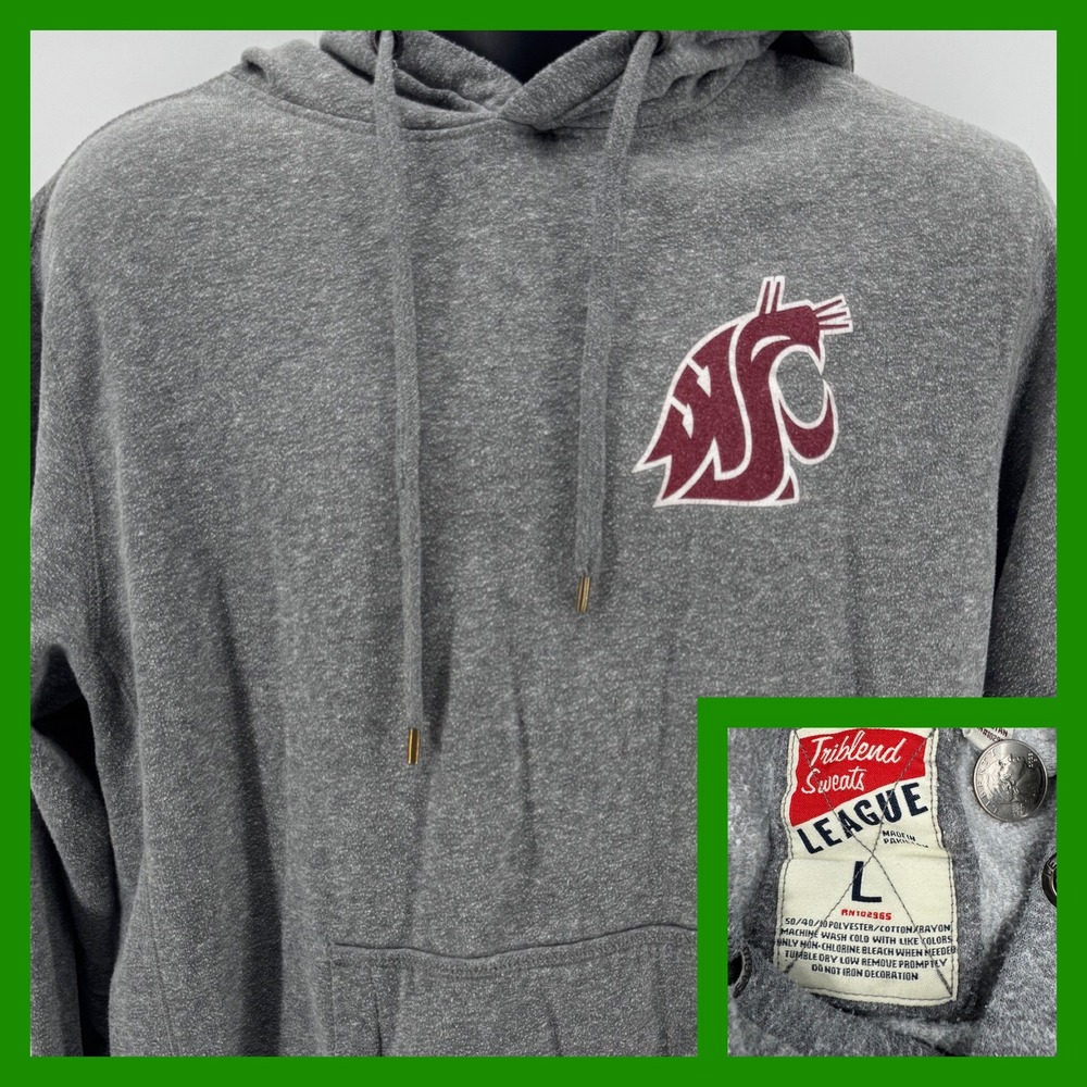 Washington‎ State Cougars League Triblend NCAA Gray Hoodie - Men's L
